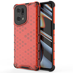 Silicone Transparent Frame Case Cover 360 Degrees AM1 for Oppo Find X5 Pro 5G Red