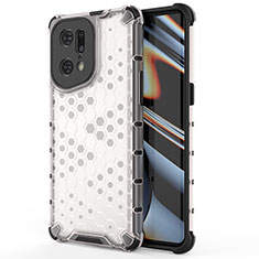 Silicone Transparent Frame Case Cover 360 Degrees AM1 for Oppo Find X5 Pro 5G White