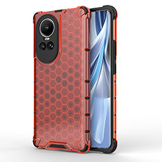 Silicone Transparent Frame Case Cover 360 Degrees AM1 for Oppo Reno10 5G Red