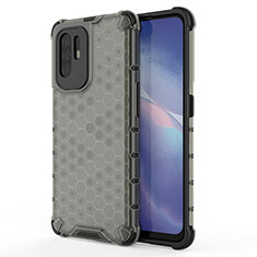 Silicone Transparent Frame Case Cover 360 Degrees AM1 for Oppo Reno5 Z 5G Black