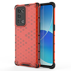 Silicone Transparent Frame Case Cover 360 Degrees AM1 for Oppo Reno6 Pro 5G Red