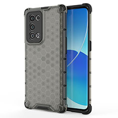 Silicone Transparent Frame Case Cover 360 Degrees AM1 for Oppo Reno6 Pro+ Plus 5G Black