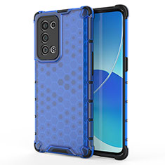 Silicone Transparent Frame Case Cover 360 Degrees AM1 for Oppo Reno6 Pro+ Plus 5G Blue