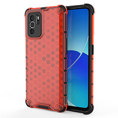 Silicone Transparent Frame Case Cover 360 Degrees AM1 for Oppo Reno6 Z 5G Red