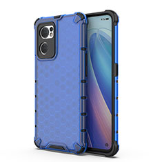 Silicone Transparent Frame Case Cover 360 Degrees AM1 for Oppo Reno7 5G Blue