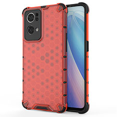 Silicone Transparent Frame Case Cover 360 Degrees AM1 for Oppo Reno7 Pro 5G Red