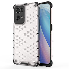 Silicone Transparent Frame Case Cover 360 Degrees AM1 for Oppo Reno7 Pro 5G White