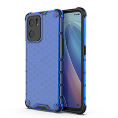 Silicone Transparent Frame Case Cover 360 Degrees AM1 for Oppo Reno7 SE 5G Blue