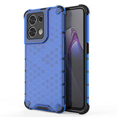 Silicone Transparent Frame Case Cover 360 Degrees AM1 for Oppo Reno8 5G Blue