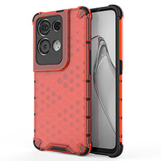 Silicone Transparent Frame Case Cover 360 Degrees AM1 for Oppo Reno9 Pro+ Plus 5G Red