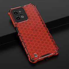 Silicone Transparent Frame Case Cover 360 Degrees AM1 for Realme C31 Red