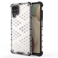 Silicone Transparent Frame Case Cover 360 Degrees AM1 for Samsung Galaxy A12 Nacho White