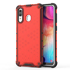 Silicone Transparent Frame Case Cover 360 Degrees AM1 for Samsung Galaxy A30 Red