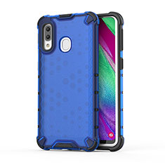 Silicone Transparent Frame Case Cover 360 Degrees AM1 for Samsung Galaxy A40 Blue