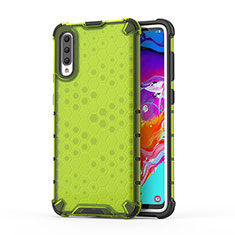 Silicone Transparent Frame Case Cover 360 Degrees AM1 for Samsung Galaxy A70 Green