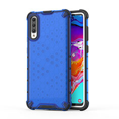 Silicone Transparent Frame Case Cover 360 Degrees AM1 for Samsung Galaxy A70S Blue