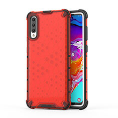 Silicone Transparent Frame Case Cover 360 Degrees AM1 for Samsung Galaxy A70S Red