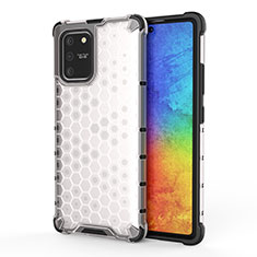 Silicone Transparent Frame Case Cover 360 Degrees AM1 for Samsung Galaxy A91 White