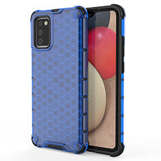 Silicone Transparent Frame Case Cover 360 Degrees AM1 for Samsung Galaxy F02S SM-E025F Blue