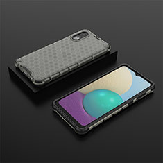 Silicone Transparent Frame Case Cover 360 Degrees AM1 for Samsung Galaxy M02 Black
