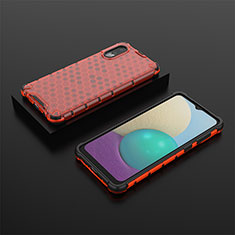 Silicone Transparent Frame Case Cover 360 Degrees AM1 for Samsung Galaxy M02 Red