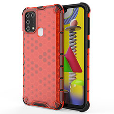 Silicone Transparent Frame Case Cover 360 Degrees AM1 for Samsung Galaxy M31 Prime Edition Red