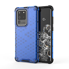 Silicone Transparent Frame Case Cover 360 Degrees AM1 for Samsung Galaxy S20 Ultra 5G Blue
