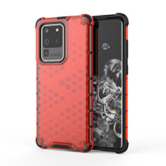 Silicone Transparent Frame Case Cover 360 Degrees AM1 for Samsung Galaxy S20 Ultra 5G Red