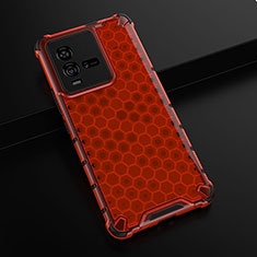 Silicone Transparent Frame Case Cover 360 Degrees AM1 for Vivo iQOO 10 5G Red