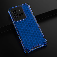 Silicone Transparent Frame Case Cover 360 Degrees AM1 for Vivo iQOO 10 Pro 5G Blue