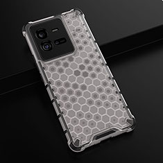 Silicone Transparent Frame Case Cover 360 Degrees AM1 for Vivo iQOO 10 Pro 5G White