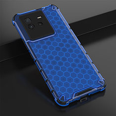 Silicone Transparent Frame Case Cover 360 Degrees AM1 for Vivo iQOO Neo6 SE 5G Blue