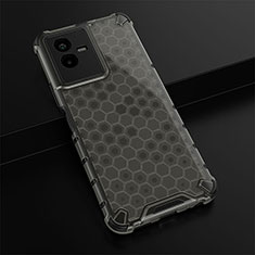 Silicone Transparent Frame Case Cover 360 Degrees AM1 for Vivo iQOO Z6x Black