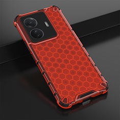 Silicone Transparent Frame Case Cover 360 Degrees AM1 for Vivo T1 5G Red
