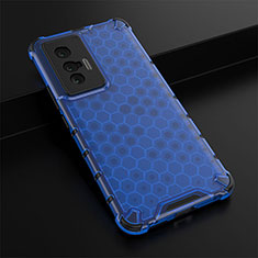 Silicone Transparent Frame Case Cover 360 Degrees AM1 for Vivo X70 5G Blue