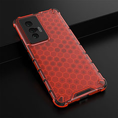 Silicone Transparent Frame Case Cover 360 Degrees AM1 for Vivo X70 5G Red