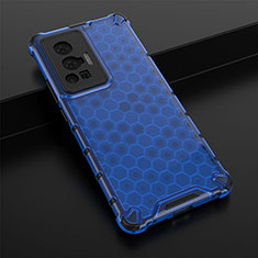 Silicone Transparent Frame Case Cover 360 Degrees AM1 for Vivo X70 Pro 5G Blue