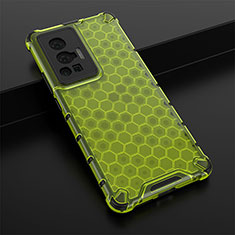 Silicone Transparent Frame Case Cover 360 Degrees AM1 for Vivo X70 Pro 5G Green