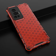 Silicone Transparent Frame Case Cover 360 Degrees AM1 for Vivo X70 Pro 5G Red