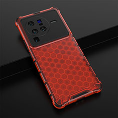 Silicone Transparent Frame Case Cover 360 Degrees AM1 for Vivo X80 Pro 5G Red