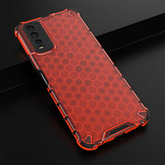 Silicone Transparent Frame Case Cover 360 Degrees AM1 for Vivo Y12s Red