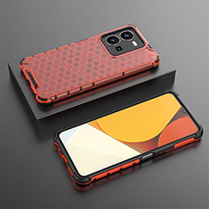 Silicone Transparent Frame Case Cover 360 Degrees AM1 for Vivo Y35 4G Red
