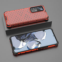 Silicone Transparent Frame Case Cover 360 Degrees AM1 for Xiaomi Mi 12T 5G Red