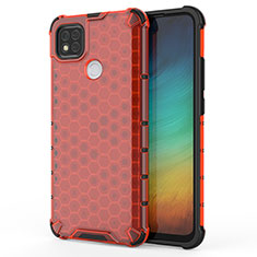 Silicone Transparent Frame Case Cover 360 Degrees AM1 for Xiaomi Redmi 9C NFC Red