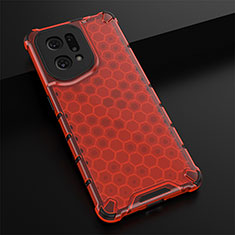 Silicone Transparent Frame Case Cover 360 Degrees AM2 for Oppo Find X5 5G Red