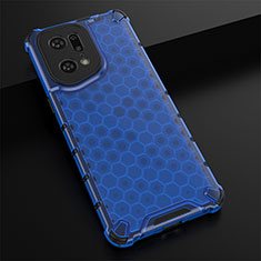 Silicone Transparent Frame Case Cover 360 Degrees AM2 for Oppo Find X5 Pro 5G Blue