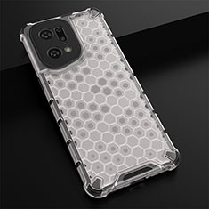 Silicone Transparent Frame Case Cover 360 Degrees AM2 for Oppo Find X5 Pro 5G White