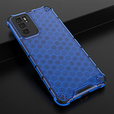 Silicone Transparent Frame Case Cover 360 Degrees AM2 for Oppo Reno6 5G Blue