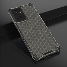 Silicone Transparent Frame Case Cover 360 Degrees AM2 for Oppo Reno7 SE 5G Black