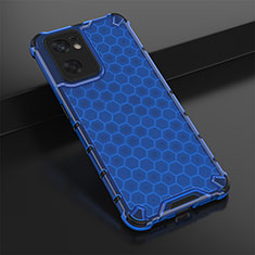 Silicone Transparent Frame Case Cover 360 Degrees AM2 for Oppo Reno7 SE 5G Blue